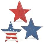 3 Pcs 4th of July Wooden Star Signs,Rustic Memorial Day Tiered Tray Decor, American Patriotic Table Decoration for Home Kitchen (Retro)
