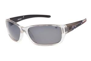 CAT Sensor American Flag UV400 Polarized Men's Rectangular Sunglasses, Gloss Clear Crystal/American Flag, 62 mm