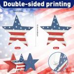 3 Pcs 4th of July Wooden Star Signs,Rustic Memorial Day Tiered Tray Decor, American Patriotic Table Decoration for Home Kitchen (Retro)