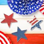 3 Pcs 4th of July Wooden Star Signs,Rustic Memorial Day Tiered Tray Decor, American Patriotic Table Decoration for Home Kitchen (Retro)