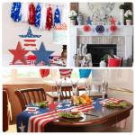 3 Pcs 4th of July Wooden Star Signs,Rustic Memorial Day Tiered Tray Decor, American Patriotic Table Decoration for Home Kitchen (Retro)