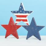 3 Pcs 4th of July Wooden Star Signs,Rustic Memorial Day Tiered Tray Decor, American Patriotic Table Decoration for Home Kitchen (Retro)