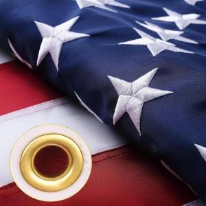 Premium 3×5 American Flag for Outside - Water Resistant Polyester Canvas, Durable Design, Embroidered Stars, Sewn Stripes, Brass Grommets, High Wind Permeability US Flag