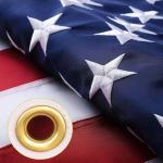 Premium 3×5 American Flag for Outside - Water Resistant Polyester Canvas, Durable Design, Embroidered Stars, Sewn Stripes, Brass Grommets, High Wind Permeability US Flag