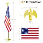SCZS Indoor Flag Pole Kit - Telescoping 6FT-8FT Flag Pole with Base, 3x5 FT American Flag, Eagle Topper, Gold Braided Cord Tassel - Glod Flagpole and Stand, for Office School City Hall(1Pack)