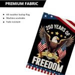 WENWELL 250 Years America Garden Flag,250th Anniversary USA Patriotic Banner Double-Sided with Eagle Design, 1776-2026 Commemorative, 12 x 18 Inch