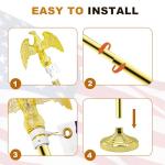 SCZS Indoor Flag Pole Kit - Telescoping 6FT-8FT Flag Pole with Base, 3x5 FT American Flag, Eagle Topper, Gold Braided Cord Tassel - Glod Flagpole and Stand, for Office School City Hall(1Pack)