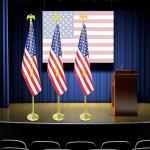 SCZS Indoor Flag Pole Kit - Telescoping 6FT-8FT Flag Pole with Base, 3x5 FT American Flag, Eagle Topper, Gold Braided Cord Tassel - Glod Flagpole and Stand, for Office School City Hall(1Pack)