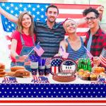 193pcs Patriotic Party Supplies, 24 Guests Veterans Day Tableware Set, 4th of July Plates Napkins American Flag Tablecloth Independence Thank You Veterans Party Decorations