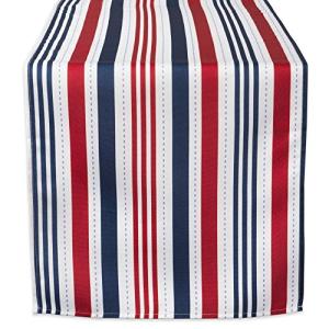 DII Patriotic Stripes Tabletop Collection, Stain Resistant & Waterproof, Table Runner, 14x72, Red, White, & Blue