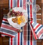 DII Patriotic Stripes Tabletop Collection, Stain Resistant & Waterproof, Table Runner, 14x72, Red, White, & Blue