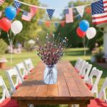 DoubleWood 6Pack Patriotic Picks, Artificial Red White and Blue Berry Stem Picks, Patriotic Centerpieces for Tables Decorations, 4th of July Flowers American Decor for Home Independence Day (6)