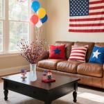 DoubleWood 6Pack Patriotic Picks, Artificial Red White and Blue Berry Stem Picks, Patriotic Centerpieces for Tables Decorations, 4th of July Flowers American Decor for Home Independence Day (6)