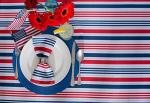 DII Patriotic Stripes Tabletop Collection, Stain Resistant & Waterproof, Table Runner, 14x72, Red, White, & Blue