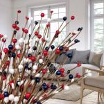 DoubleWood 6Pack Patriotic Picks, Artificial Red White and Blue Berry Stem Picks, Patriotic Centerpieces for Tables Decorations, 4th of July Flowers American Decor for Home Independence Day (6)