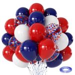 Red white and Blue Balloons,60pcs 12-Inch Navy Blue and Red and Blue Confetti Balloons Red and White Party Balloons Suitable for boys' Birthdays Graduations Independence Day and Party Decorations
