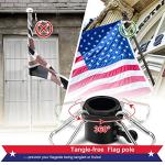 House Flag Pole With American Flag - Flagpoles Residential Kit with 5ft Tangle Free Metal Flag Pole,3x5 Embroidered US Flag,Holder Bracket,Heavy Duty Flag Poles for Outside House,Porch,Outdoor-Black