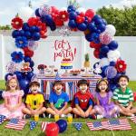 Red white and Blue Balloons,60pcs 12-Inch Navy Blue and Red and Blue Confetti Balloons Red and White Party Balloons Suitable for boys' Birthdays Graduations Independence Day and Party Decorations