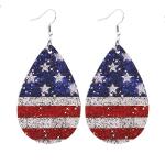 ROSTIVO American Flag Earrings for Women 4th of July Patriotic Earrings Cute Teardrop Leather Dangle Earrings for Holiday