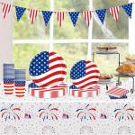 4th of July Decorations Patriotic Party Supplies Disposable Plates Napkins Cups Tablecloth and American Flag Pennant Decor for Fourth of July Independence Veterans Election Memorial Day Serve 25