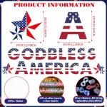 4th of July Yard Sign Outdoor Decorations Red White and Blue Patriotic Party Yard Sign with LED Light God Bless America Yard Lawn Sign with Stakes for Independence Day Party Supplies