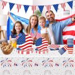 4th of July Decorations Patriotic Party Supplies Disposable Plates Napkins Cups Tablecloth and American Flag Pennant Decor for Fourth of July Independence Veterans Election Memorial Day Serve 25