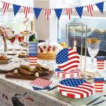 4th of July Decorations Patriotic Party Supplies Disposable Plates Napkins Cups Tablecloth and American Flag Pennant Decor for Fourth of July Independence Veterans Election Memorial Day Serve 25
