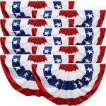 HOOSUN 8 Pack American Flag Bunting for Outside,1.5x3 FT Patriotic Bunting Flags Veterans Day Decorations,Red White and Blue USA Pleated Fan Flag,Patriotic Decor American Flags Banners for Porch Yard