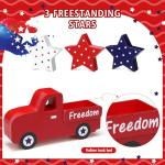 Marsui 5 Pieces Patriotic Table Decorations 4th of July Wood Blocks Let Freedom Ring Centerpieces American Wood Book Stacks for Independence Day Memorial Day Home Indoor Table Topper Tiered Tray Decor
