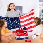 Marsui 5 Pieces Patriotic Table Decorations 4th of July Wood Blocks Let Freedom Ring Centerpieces American Wood Book Stacks for Independence Day Memorial Day Home Indoor Table Topper Tiered Tray Decor