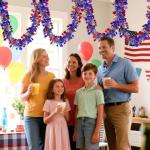 33 Ft 4th of July Red White Blue Star Tinsel Garland Memorial Day Patriotic Decoration Independence Day Metallic Tree Garland Glitter Tinsel Hanging Twist for Veterans Day Patriotic Decor