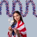 33 Ft 4th of July Red White Blue Star Tinsel Garland Memorial Day Patriotic Decoration Independence Day Metallic Tree Garland Glitter Tinsel Hanging Twist for Veterans Day Patriotic Decor