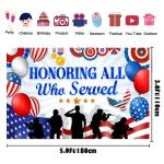 Large 71" X 43" Veterans Day Banner, Veterans Day Decorations, Honoring All Who Served Banner, Thank You Veterans Backdrop for Patriotic, Memorial Day