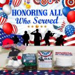 Large 71" X 43" Veterans Day Banner, Veterans Day Decorations, Honoring All Who Served Banner, Thank You Veterans Backdrop for Patriotic, Memorial Day