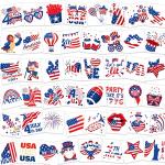 HOWAF 4th of July Fake Tattoos 96 pieces Fourth of July Tattoos Stickers Set, American Independence Day Temporary Tattoos for Kids, USA Flag Red White & Blue Tattoos for Labor Day Party Favors