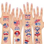 HOWAF 4th of July Fake Tattoos 96 pieces Fourth of July Tattoos Stickers Set, American Independence Day Temporary Tattoos for Kids, USA Flag Red White & Blue Tattoos for Labor Day Party Favors