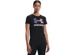 Under Armour Womens New Freedom Logo T-Shirt, Black (002)/White, Large