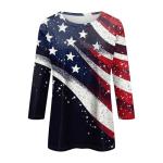 Fourth of July Shirts for Women Patriotic American Flag Print Shirts Red White Blue T-Shirt 3/4 Sleeve Fourth of July Casual Tops Outfits X-Large 53-Navy