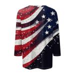 Fourth of July Shirts for Women Patriotic American Flag Print Shirts Red White Blue T-Shirt 3/4 Sleeve Fourth of July Casual Tops Outfits X-Large 53-Navy