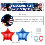 Veterans Day Decorations Balloons Set - 31 Piece Thank You Veterans Banner with American Flag Eagle Pattern, Patriotic Theme Party Supplies for Memorial Day and 4th of July
