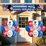 Veterans Day Decorations Balloons Set - 31 Piece Thank You Veterans Banner with American Flag Eagle Pattern, Patriotic Theme Party Supplies for Memorial Day and 4th of July