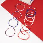 Bookay Red White and Blue Bracelets for Women America 4th of july USA Bracelets Patriotic Stretchy Stackable Beaded Bracelet Gifts Independence Day Jewelry 12pcs