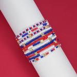 Bookay Red White and Blue Bracelets for Women America 4th of july USA Bracelets Patriotic Stretchy Stackable Beaded Bracelet Gifts Independence Day Jewelry 12pcs