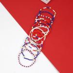 Bookay Red White and Blue Bracelets for Women America 4th of july USA Bracelets Patriotic Stretchy Stackable Beaded Bracelet Gifts Independence Day Jewelry 12pcs