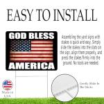 God Bless America USA Flag Old Glory United States of America Yard Sign Double Sided With Stake - Large, 17 Inch By 13 Inch for Military Veteran Patriotic