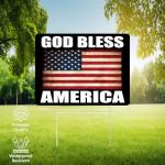 God Bless America USA Flag Old Glory United States of America Yard Sign Double Sided With Stake - Large, 17 Inch By 13 Inch for Military Veteran Patriotic