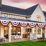 4 Pack American Pleated Fan Flag,3 X 6 FT American Bunting with Brass Grommets and Zip Ties,Patriotic Half Fan Banner Flag Decor, Memorial Day 4th of July Decoration Outdoor