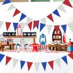 XIANMU Patriotic Pennant Banner Red Blue Silver/White Triangle Flag Bunting Banner Patriotic Decorations Glitter Paper Garlands for 4th of July Independence Day Party Decorations Supplies 40 Feet