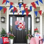 XIANMU Patriotic Pennant Banner Red Blue Silver/White Triangle Flag Bunting Banner Patriotic Decorations Glitter Paper Garlands for 4th of July Independence Day Party Decorations Supplies 40 Feet