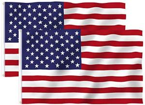5x3 Ft American Outdoor Flag - US Flag Bright Color and Fade Resistant - Canvas Header and Double Stitched - USA Flags with Brass Grommets (US Flag 2pc)
